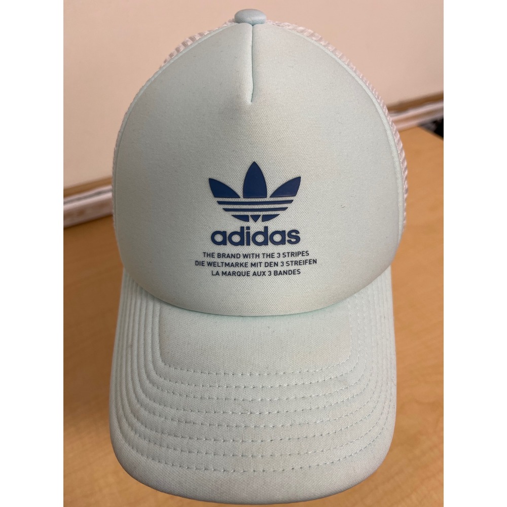Adidas Originals Trucker Hat Light Blue White Trefoil Snapback Mesh Cap OSFA